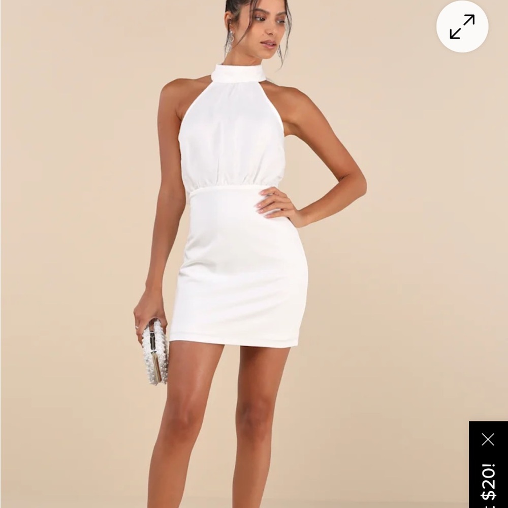 Lulu's NEW Simply Magnificent White Organza Halter Backless Mini Dress